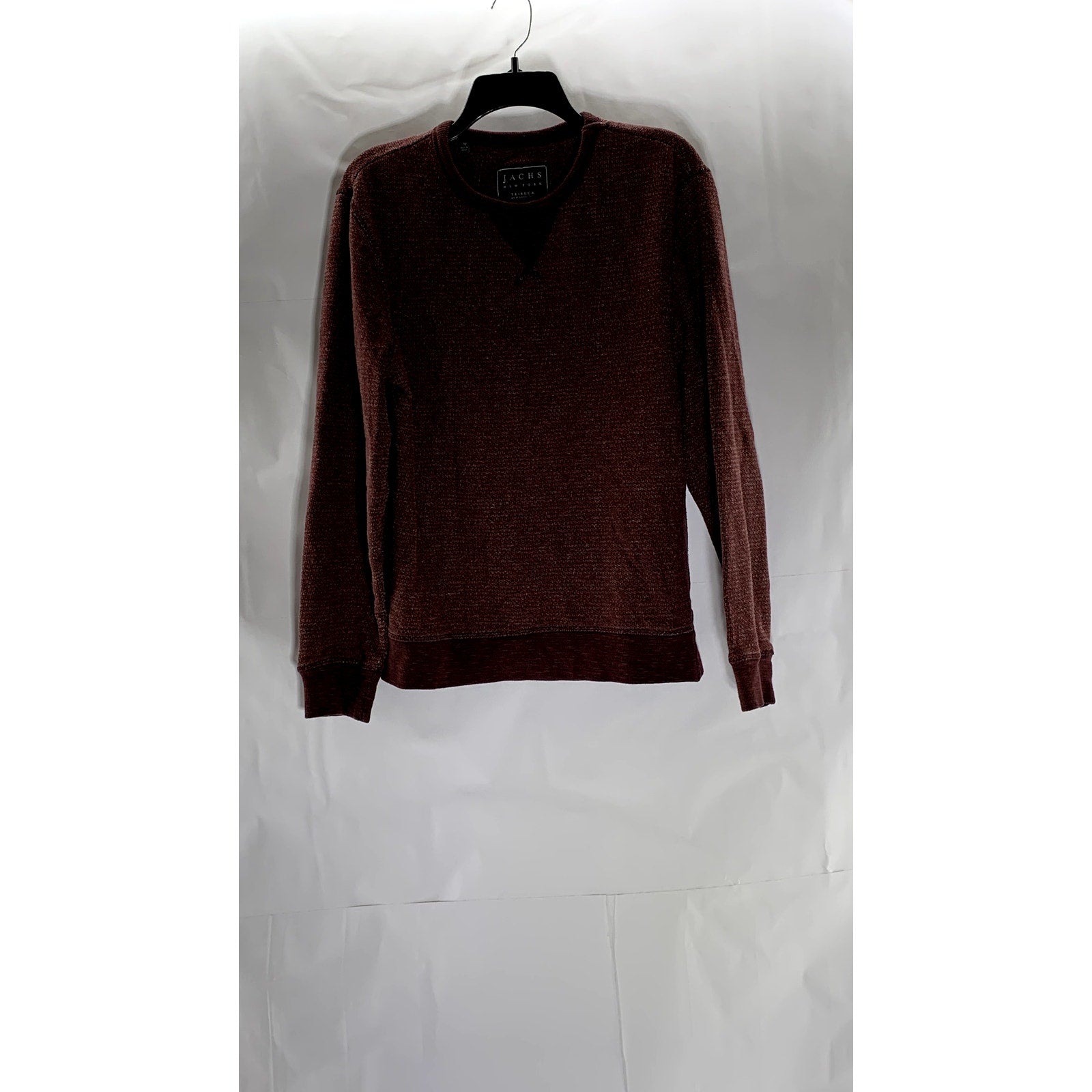 JACHS NEW YORK Men's Burgundy Knit Crewneck Regular-Fit Sweater SZ L