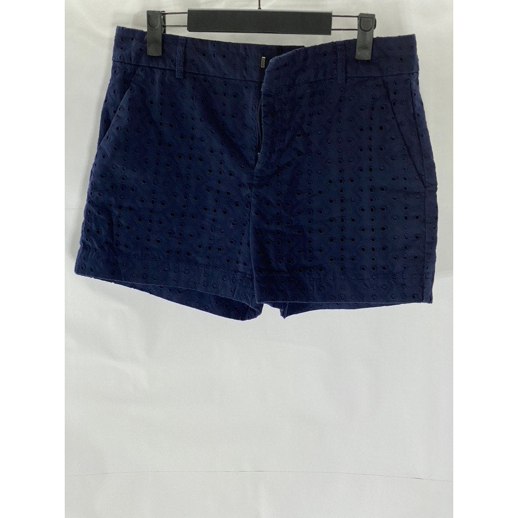 BANANA REPUBLIC Women’s Navy Blue Eyelet 4” Tailored Shorts SZ 6