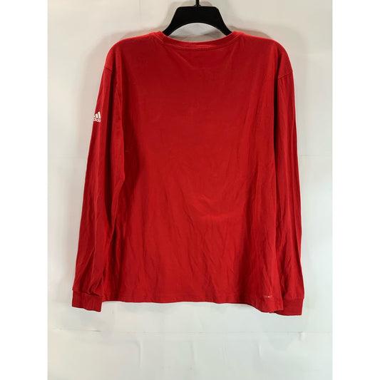 ADIDAS Men's Red Bulldog Basketball Crewneck Long Sleeve The-Go-To T-Shirt SZ L