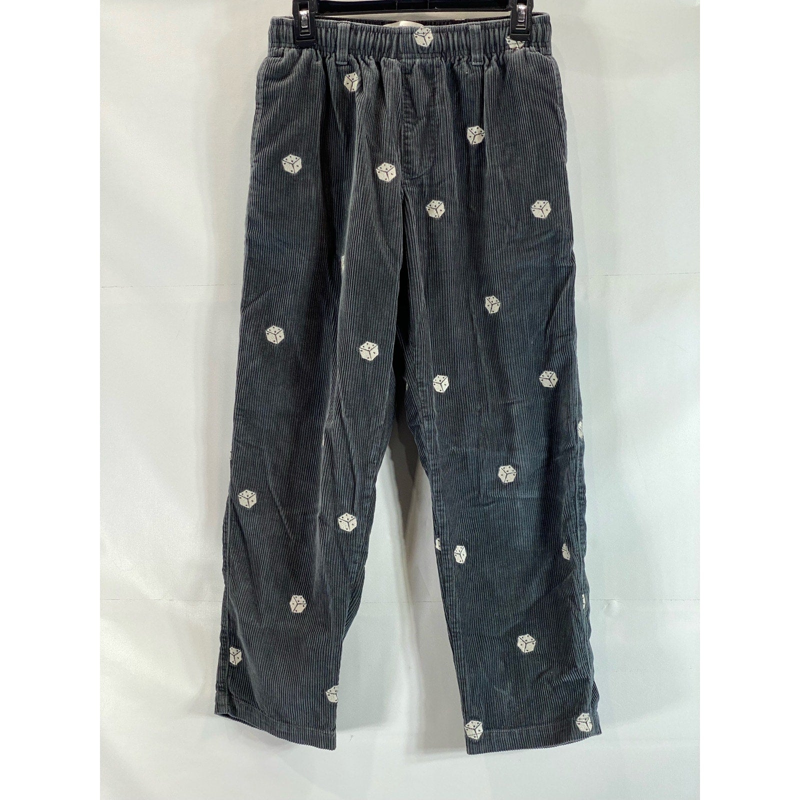 URBAN OUTFITTERS Men's Washed Black UO Dice Print Straight-Leg Corduroy Pant SZS