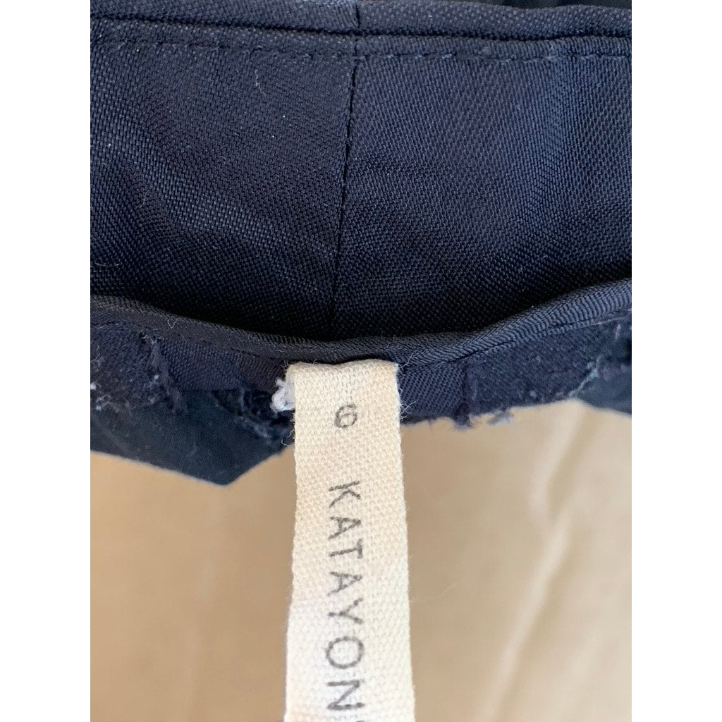 KATAYON Women's Black/Navy Solid Regular-Fit Straight-Leg Pants SZ 6