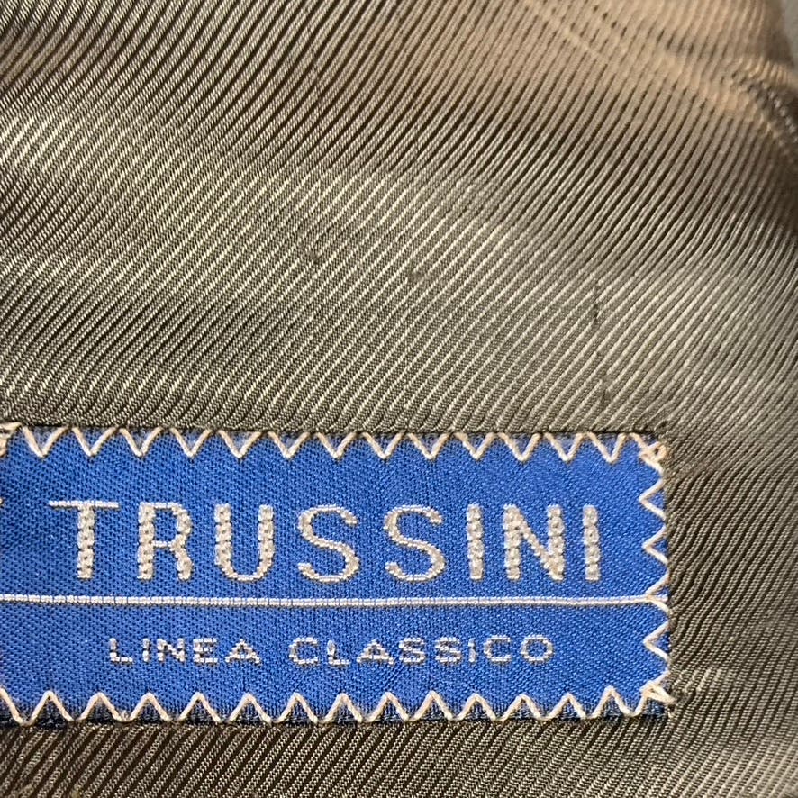 TRUSSINI Linea Classico Men's Brown Windowpane Two-Button Blazer SZ 52R