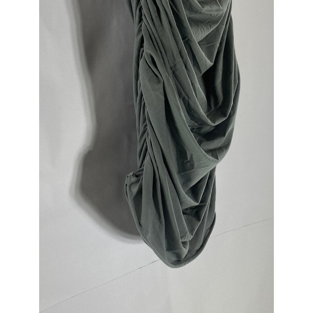 UNBRANDED Women’s Gray Solid Side Ruched Strapless Lightweight Top SZ S