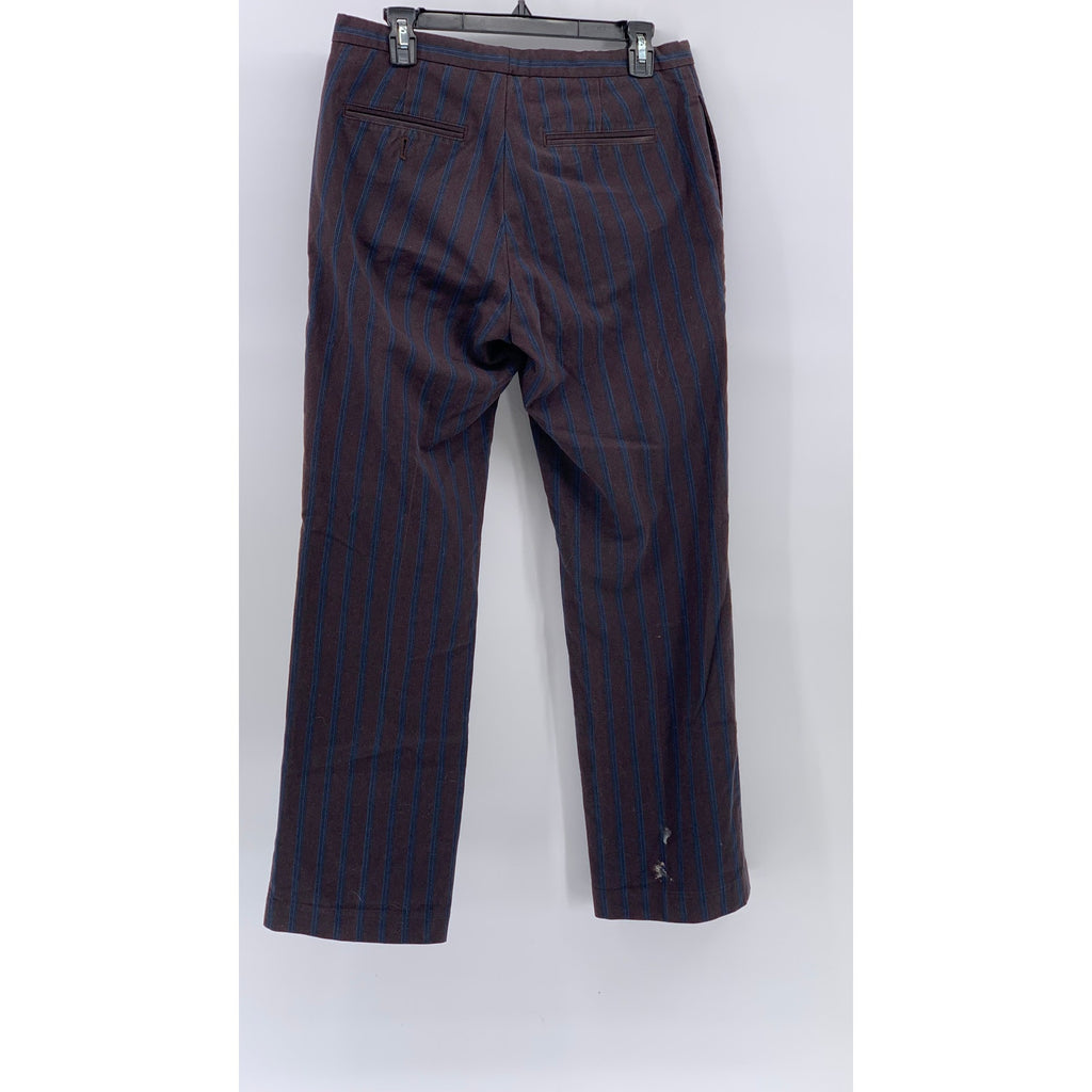 PENGUIN Men's Brown-Blue Striped Flat Front Straight-Leg Regular Fit Pant SZ 32