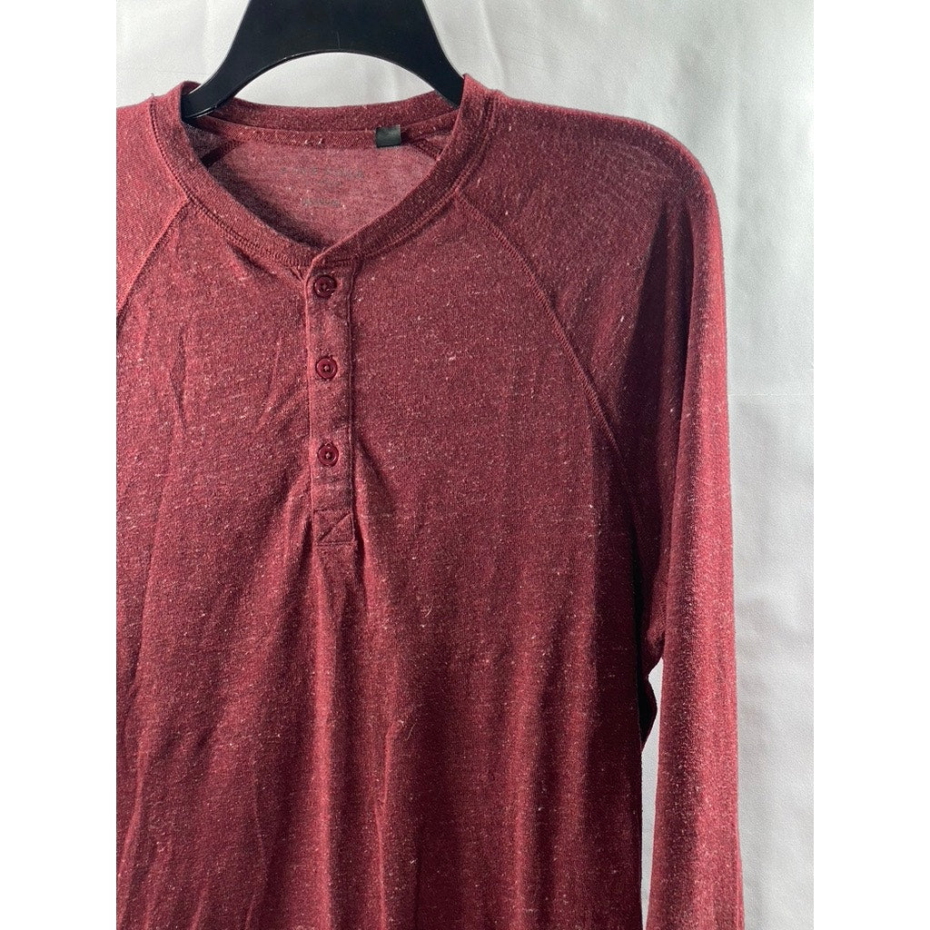 FIVE FOUR Men's Red Heather Long Sleeve Casual Henley Shirt SZ M
