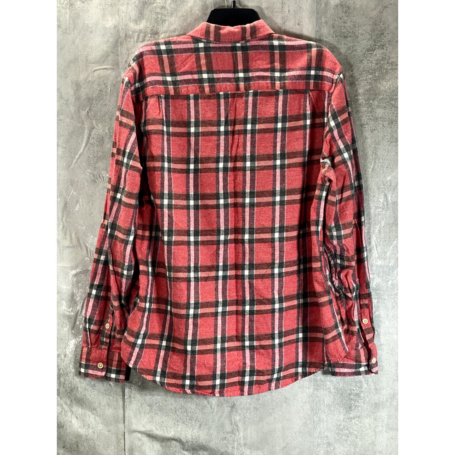 LUCKY BRAND Men's Red Plaid Humboldt Workwear Button-Up Long Sleeve  Shirt SZ L
