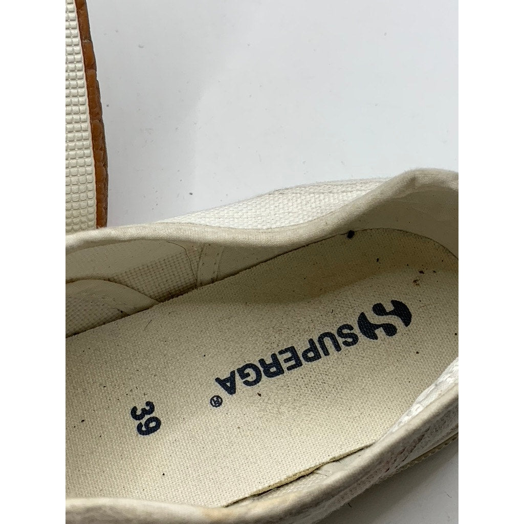 SUPERGA Unisex White Canvas Classic Sneakers SZ M6.5/W8