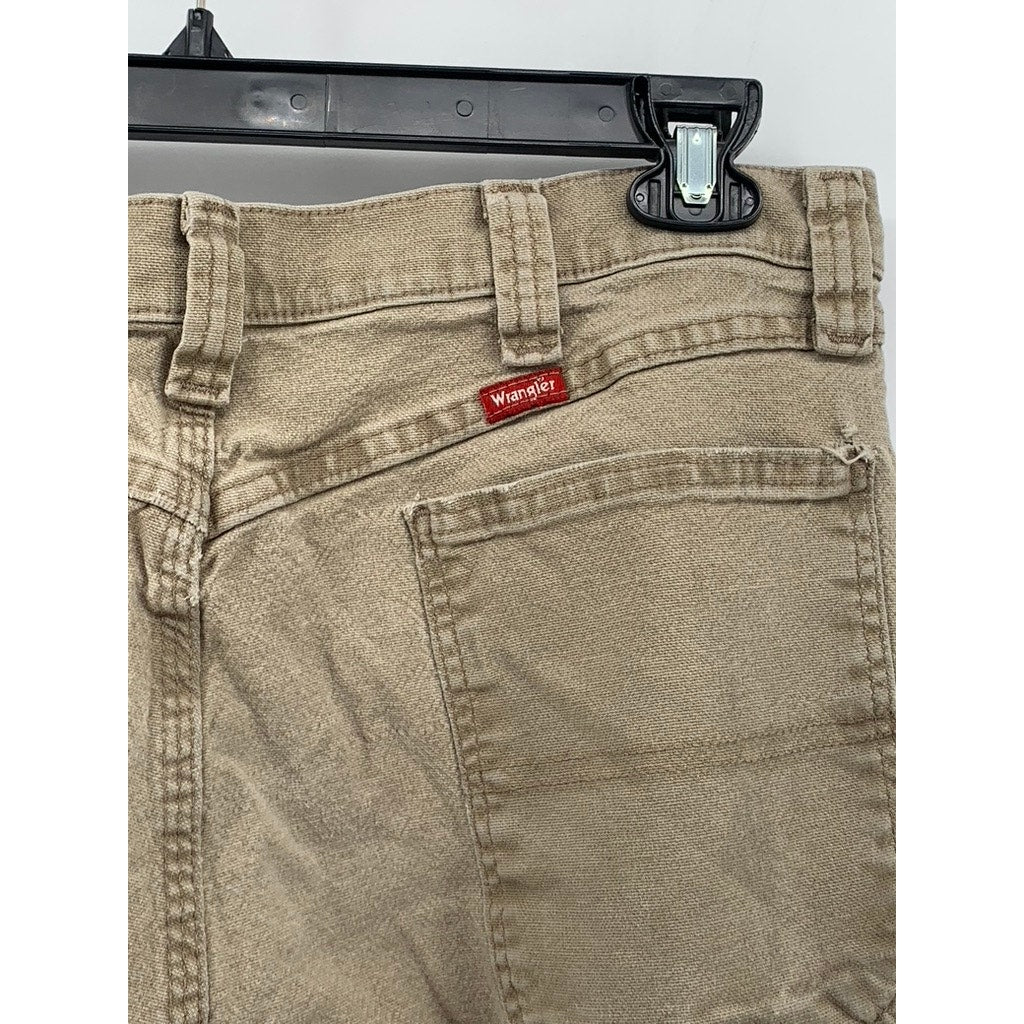 WRANGLER Men's Khaki Distressed Straight-Leg Carpenter Pant SZ 36X34