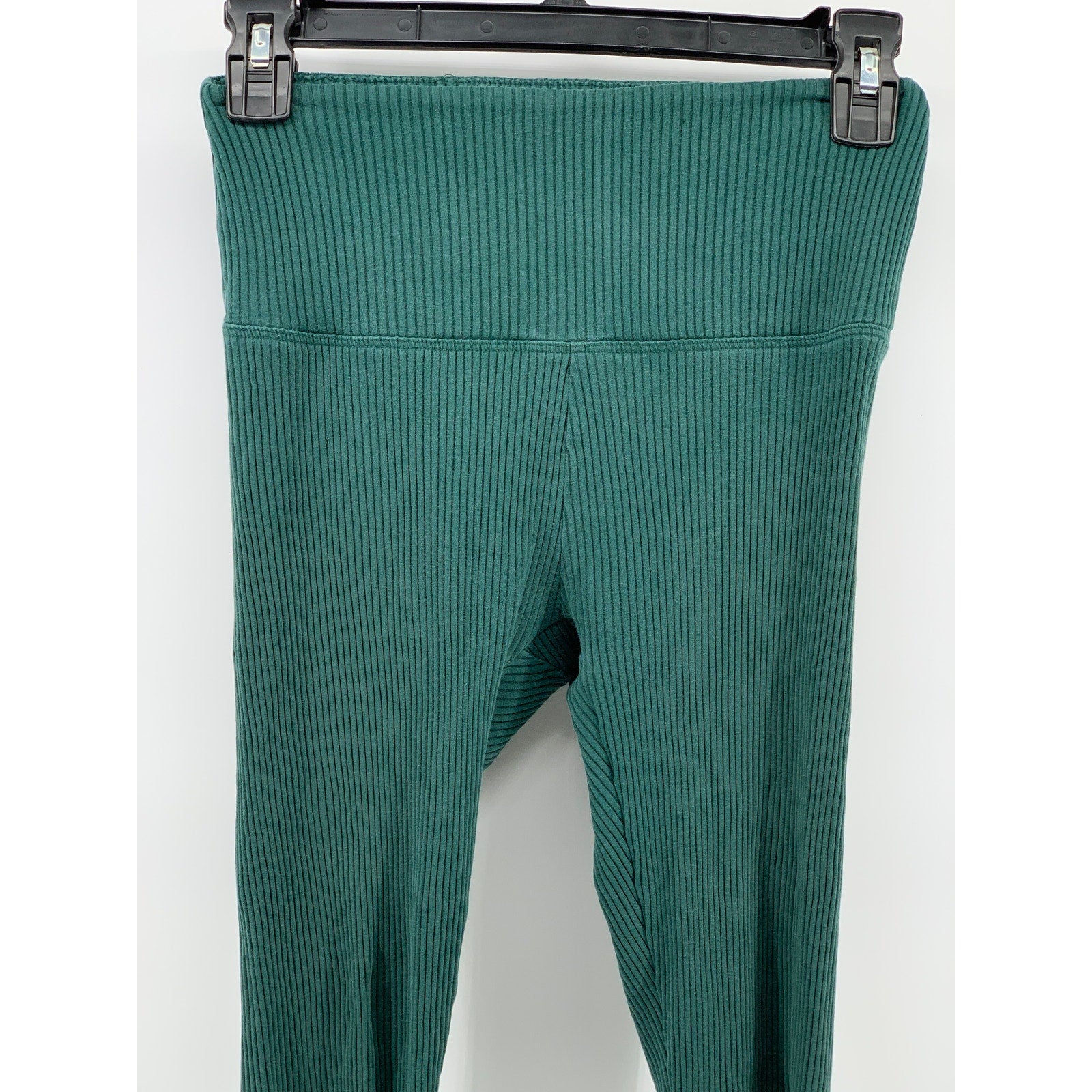 VICTORIA'S SECRET PINK Women's Dark Green Ribbed Fitted Yoga Leggings SZ XS