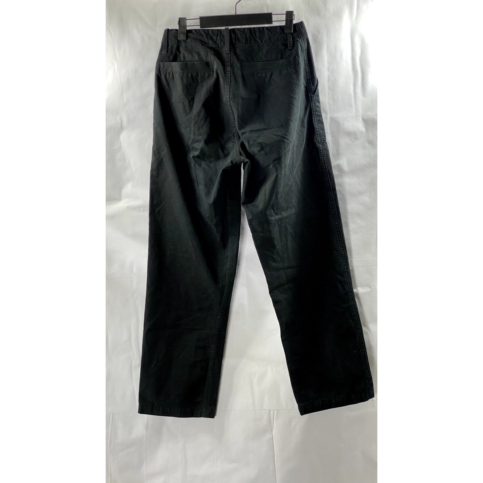 IJJI Unisex Adult Black Canvas Straight-Leg Drawstring Waist Work Pants SZ XS