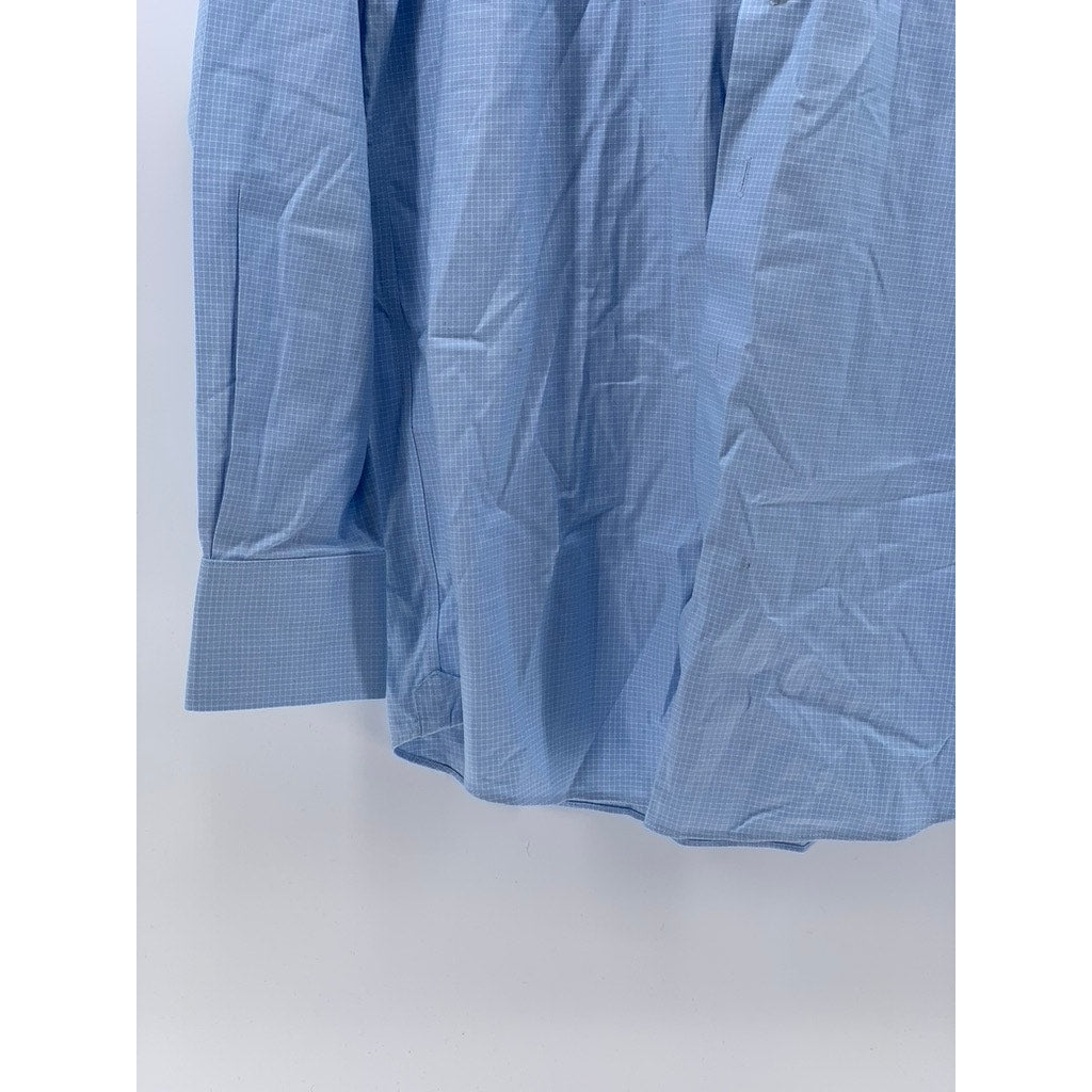 PROPER CLOTH Men's Light Blue Gingham Regular-Fit Long Sleeve Shirt SZ 16