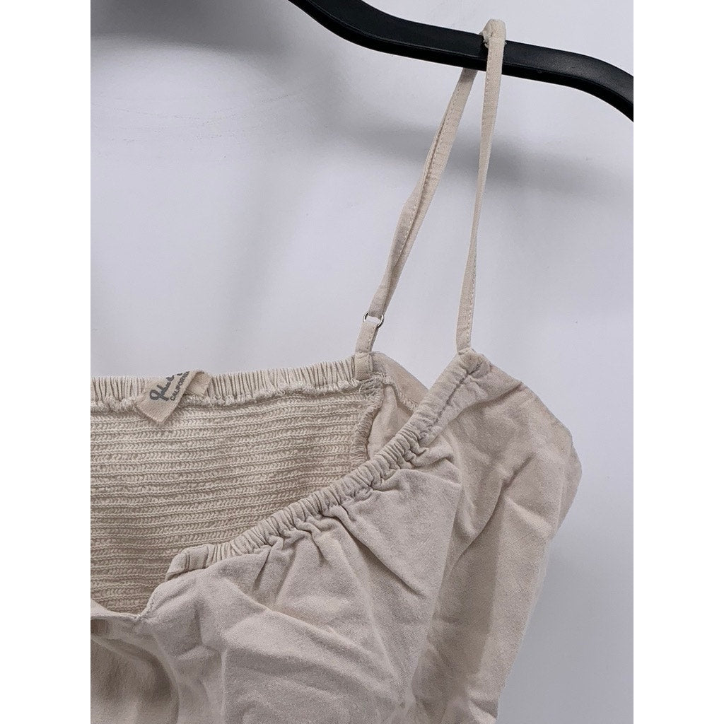 JOHN GALT Women's Off-White Linen-Blend Crop Top SZ OS