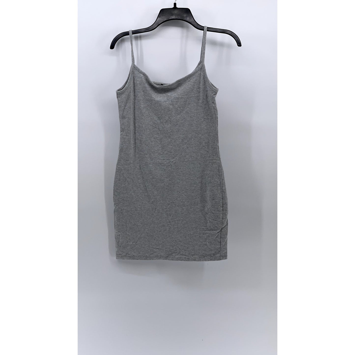 FOREVER 21 Women's Gray Straight-Neck Spaghetti Strap Bodycon Mini Dress SZ L