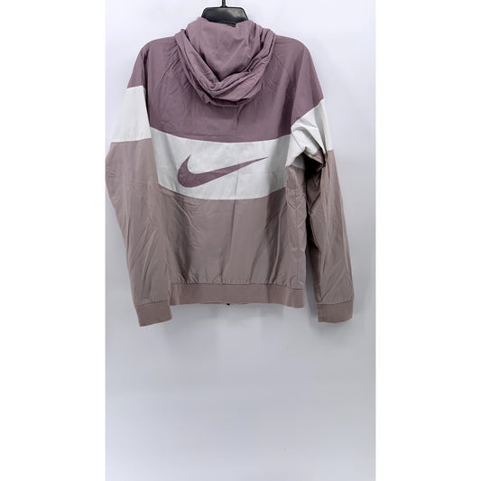 NIKE Women's Dusty Pink Logo Hooded Long Sleeve Zip-Up Active Jacket SZ M