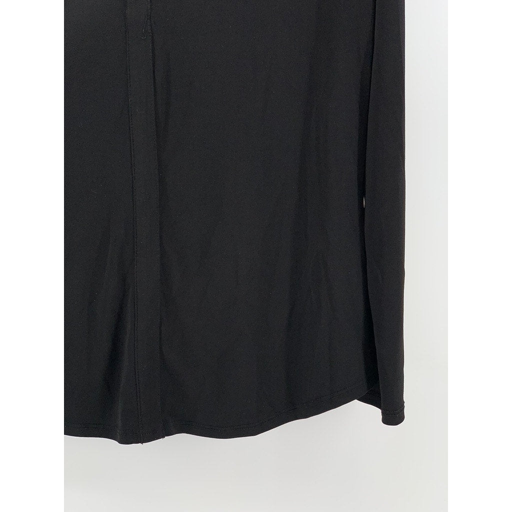 INC INTERNATIONAL CONCEPTS Women's Black Split-Neck Long Sleeve Top SZ S