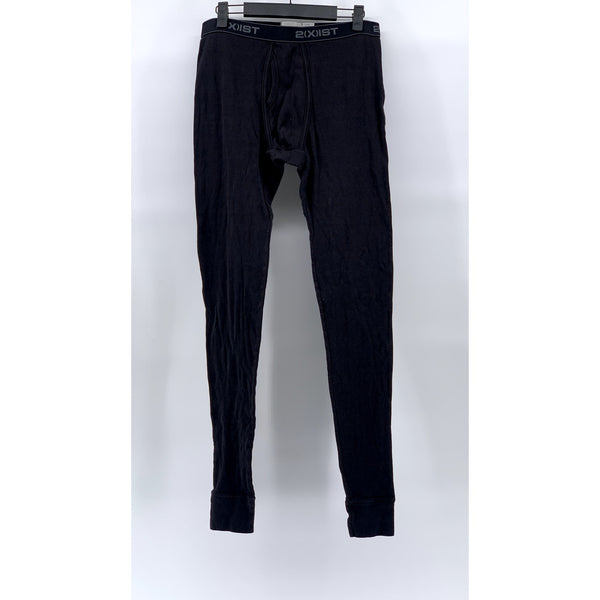 2(X)IST Men's Black Elastic Waist Logo Fitted Long John Under Layer Pant SZ L