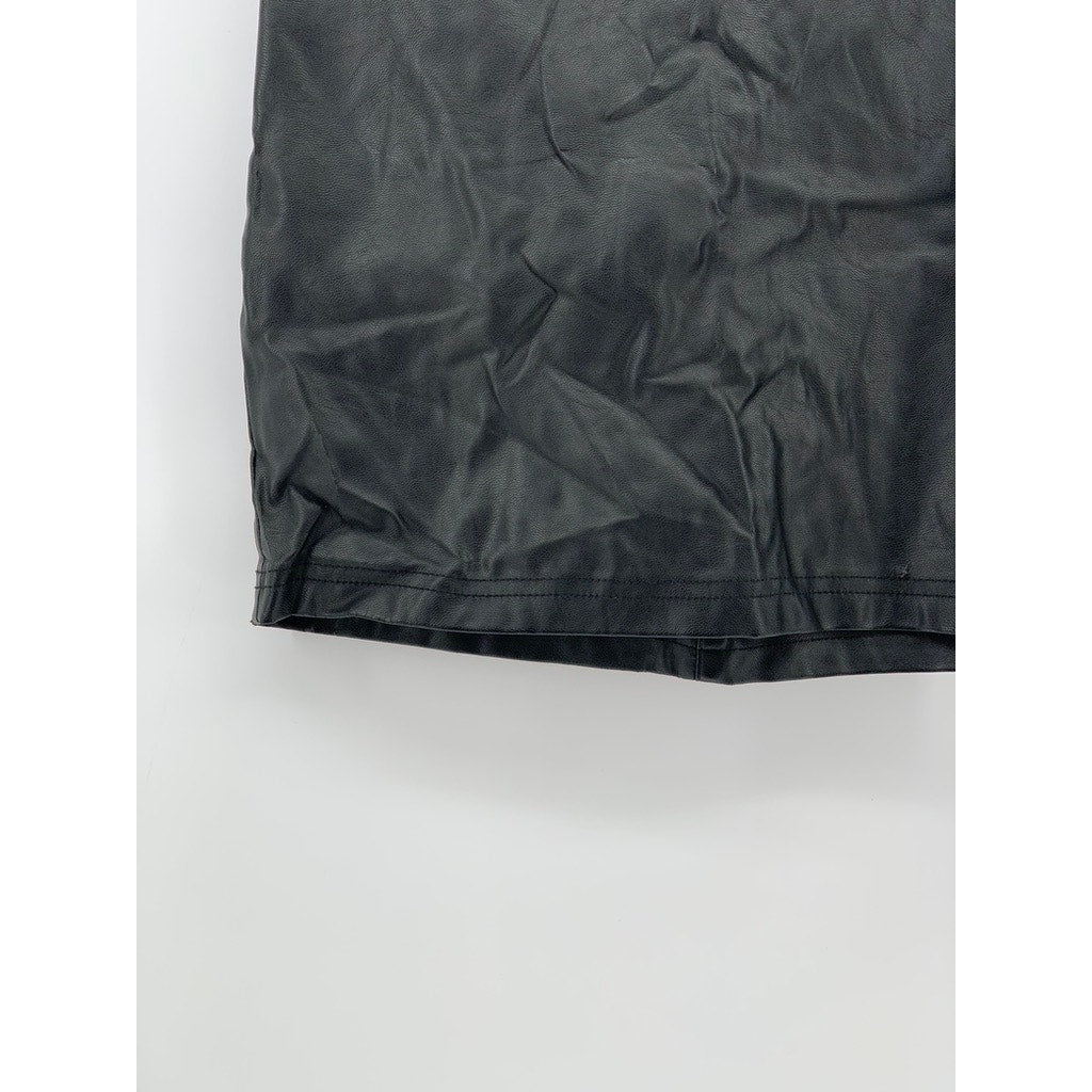 ASOS Women's Black Faux-Leather Straight Grunge Punk Mini Skirt SZ 4