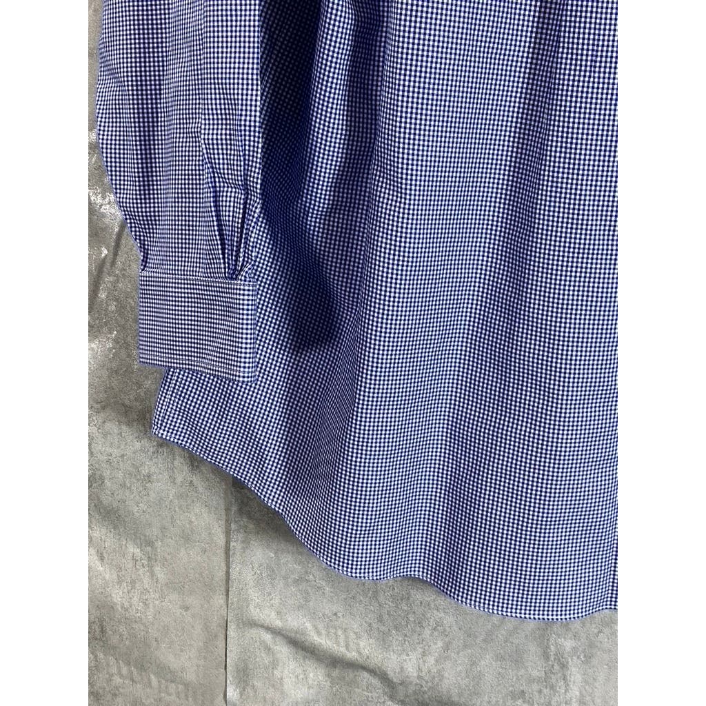 BROOKS BROTHERS Men's Blue Gingham Regular-Fit Non-Iron Dress Shirt SZ 16.5/32