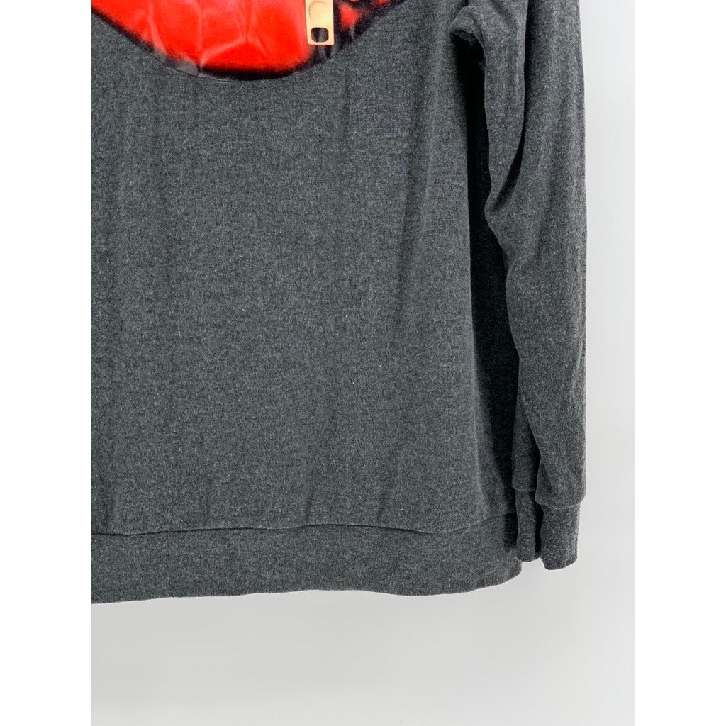 UNBRANDED Women's Charcoal Graphic Long Sleeve Sweatshirt SZ M