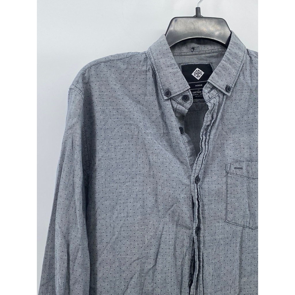 COTTON ON Men's Gray Micro Dot Button-Down Regular-Fit Long Sleeve Shirt SZ M