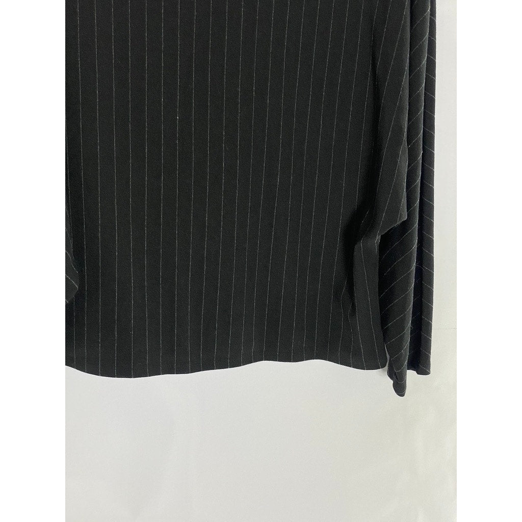ZARA Women's Black Metallic Stripe Crewneck Long Sleeve Top SZ L