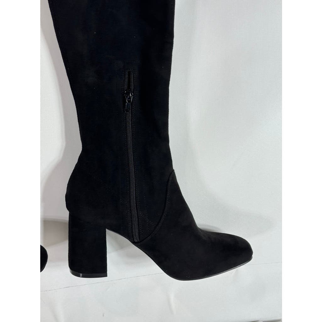 MIA Women's Black Stretch Faux Suede Beleza Tall Over-The-Knee Heeled Boots SZ 9