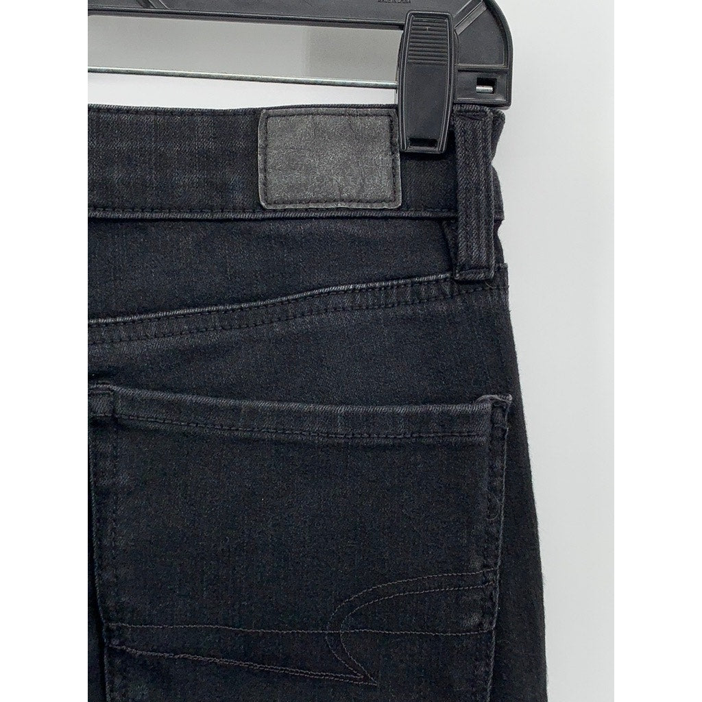 AMERICAN EAGLE OUTFITTERS Women's Black Frayed Skinny The Dream Jeans SZ 2