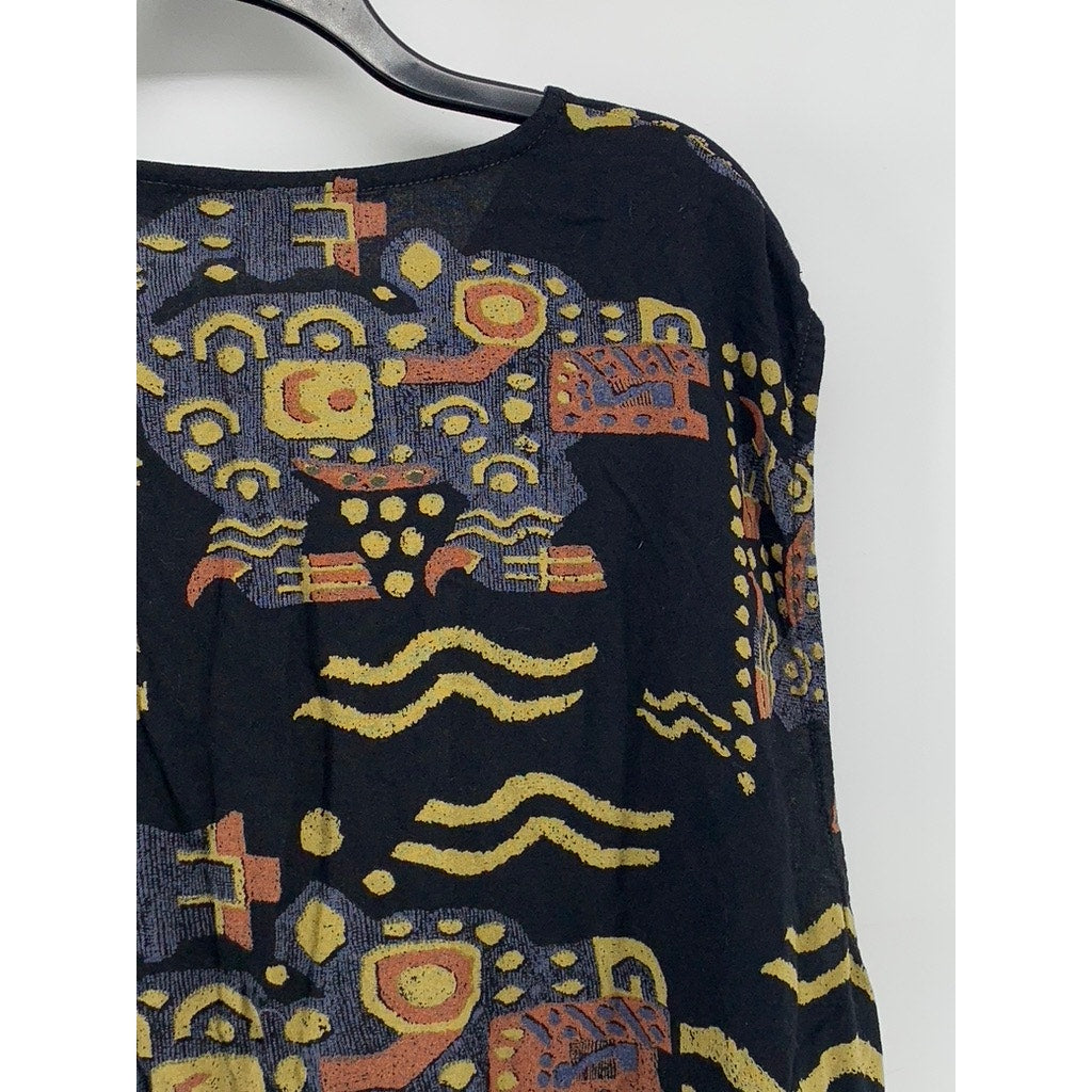 NEW OPTIONS PLUS Women's Navy Printed Short Sleeve Dress SZ 2X