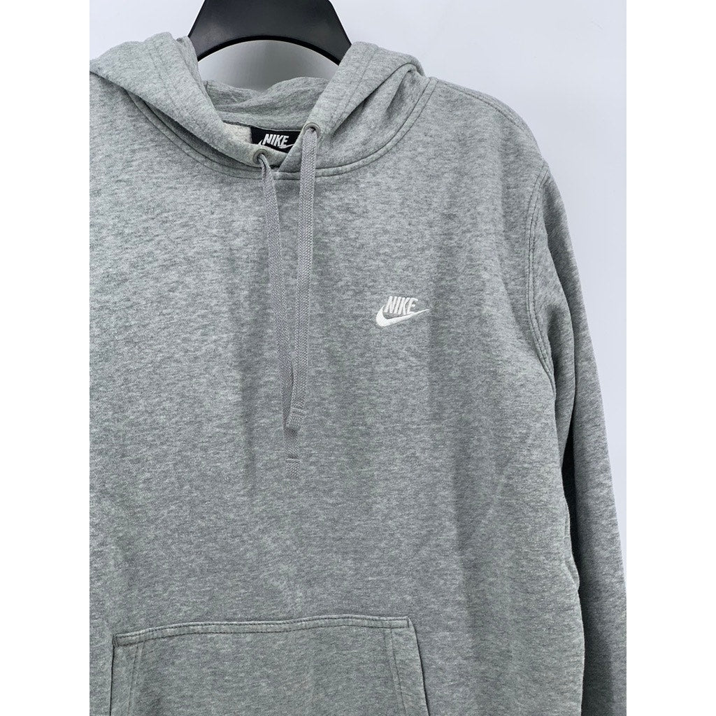 NIKE Men's Light Gray Regular-Fit Pullover Active Club Fleece Hoodie SZ L