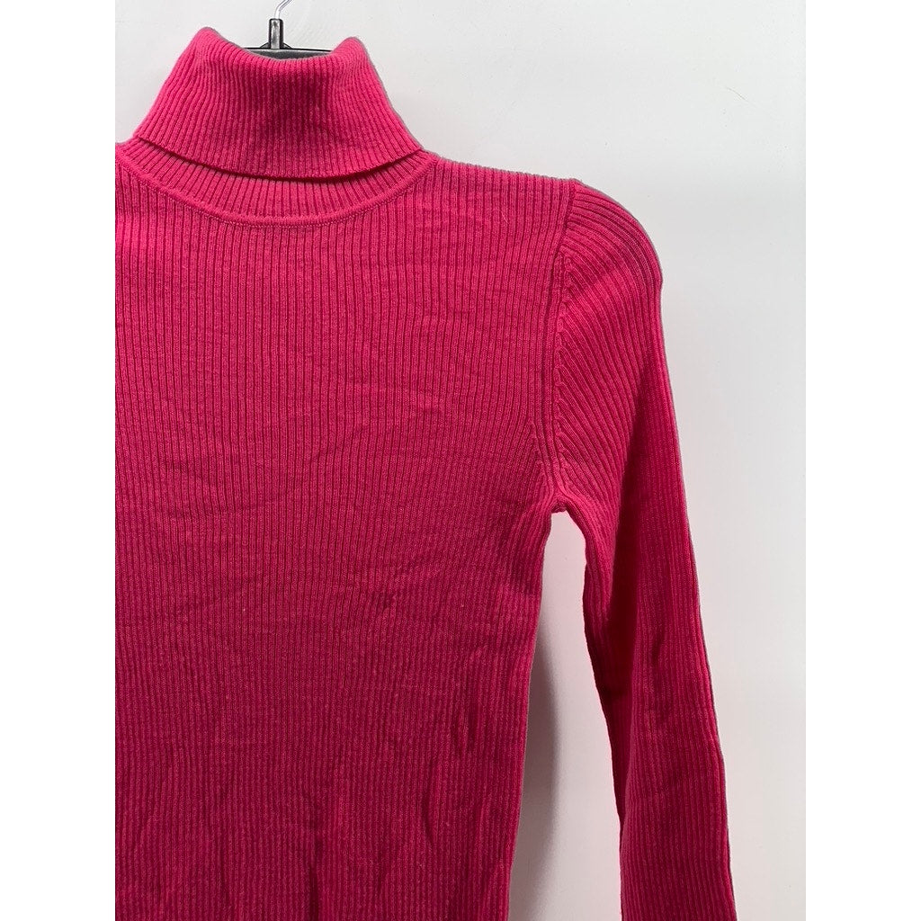 UNIQLO Women's Pink Ribbed Wool Long Sleeve Turtleneck Top SZ XS