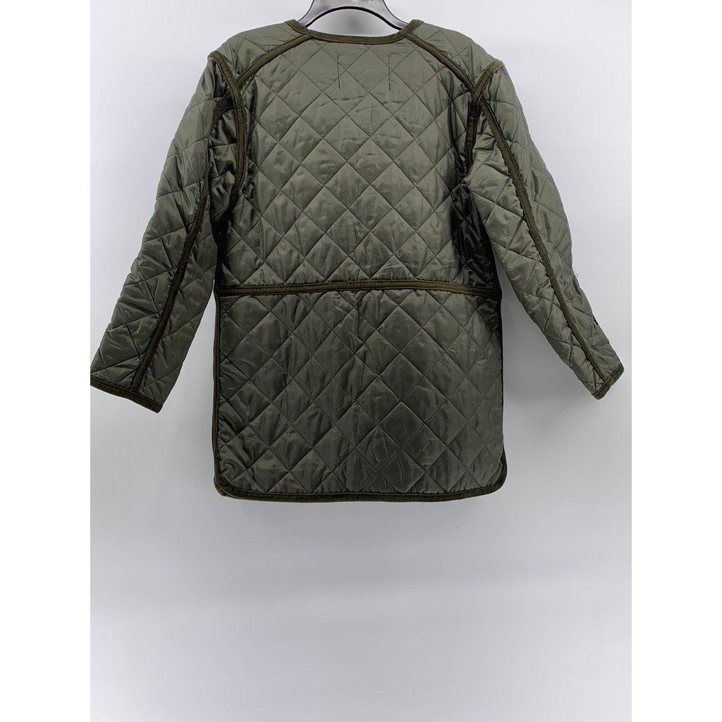 STELLA NOVA Women's Olive Green Button-Up Long Sleeve Quilted Jacket SZ L