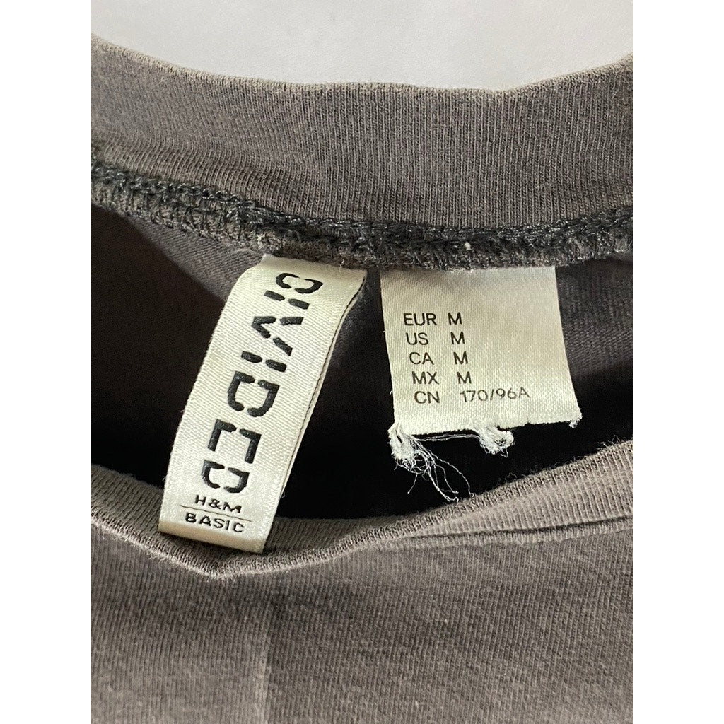 DIVIDED BY H&M Women's Dark Gray Crewneck Short Sleeve Cropped Top SZ M