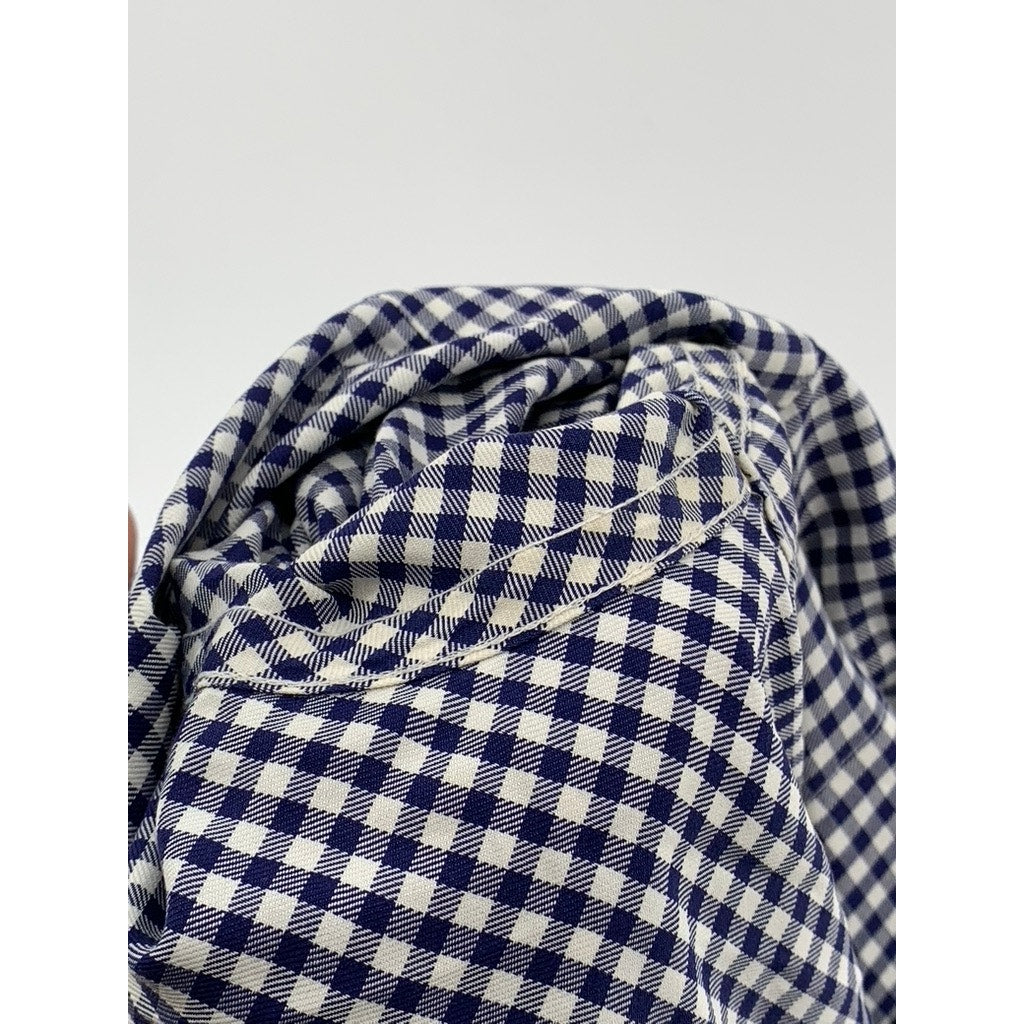 BROOKS BROTHERS Men's Blue-White Gingham Button-Up Original Polo Shirt SZ M