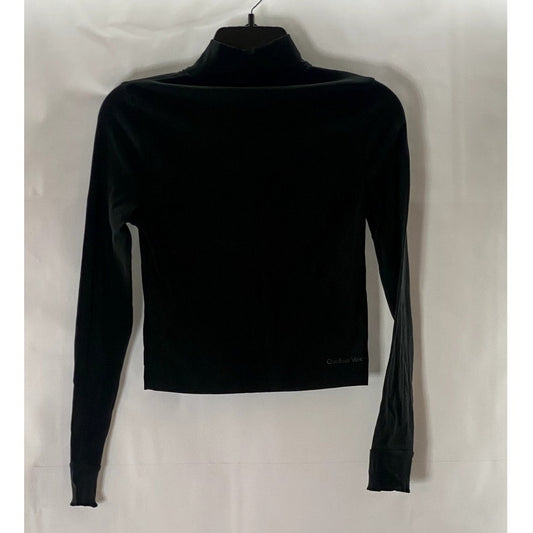 OUTDOOR VOICES Women's Black Rib Long Sleeve Pullover Turtleneck Top SZ S