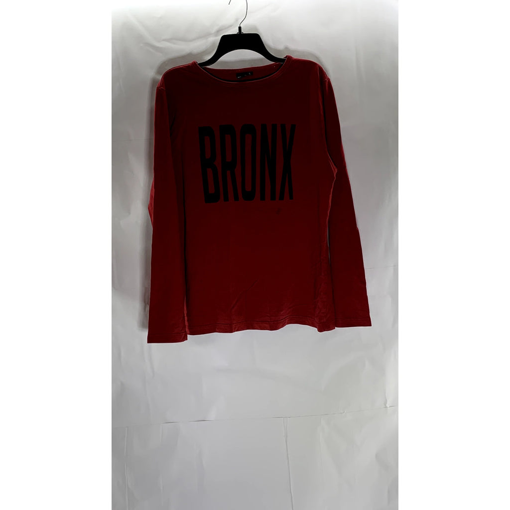 RIGO Men's Red/Black "Bronx" Logo Crewneck Casual Long Sleeve T-Shirt SZ L