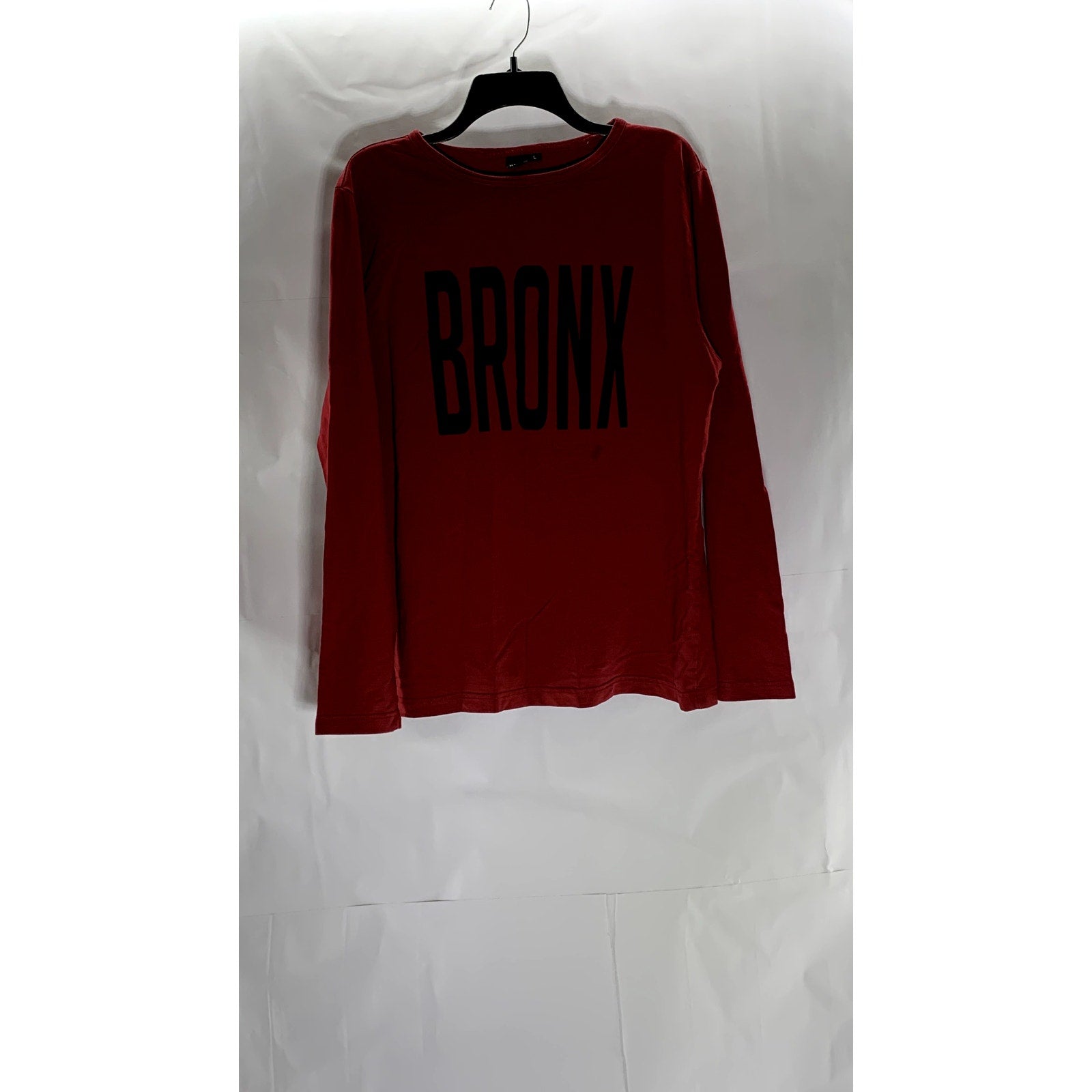 RIGO Men's Red/Black "Bronx" Logo Crewneck Casual Long Sleeve T-Shirt SZ L