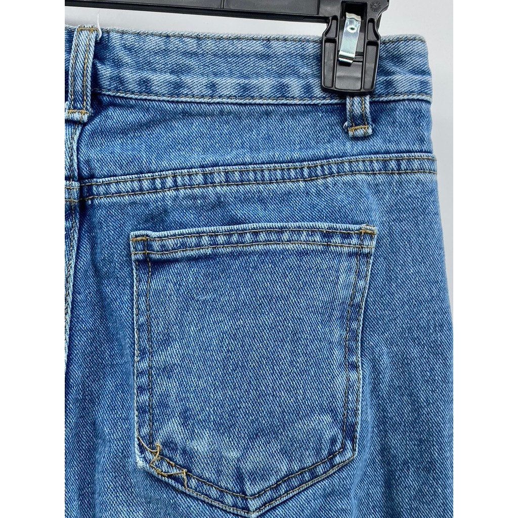 UNBRANDED Women's Medium Blue Denim Straight-Leg High-Rise Jeans SZ 29
