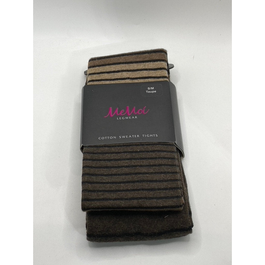 MEMOI Women's Brown-Taupe Striped Cotton Sweater Pull-On Tights SZ S/M