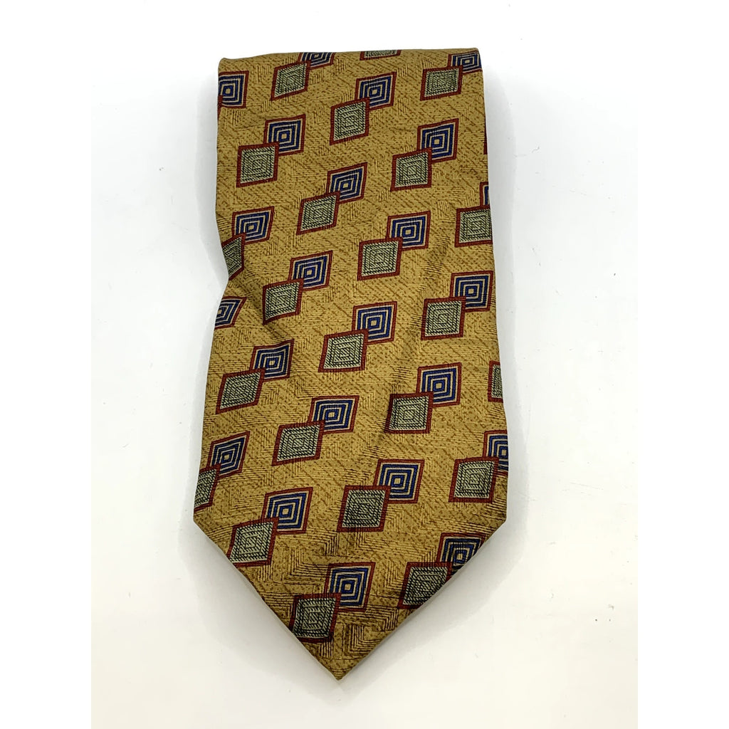 CALVIN KLEIN Men's Vintage 90's Geometric Yellow Silk USA Regular Tie OS