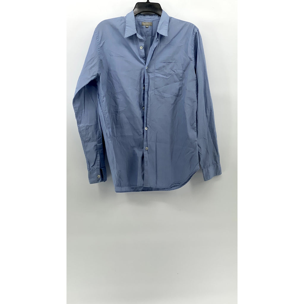 MARGARET HOWELL Men's Light Blue Solid Regular-Fit Button-Up Cotton Shirt SZ XS
