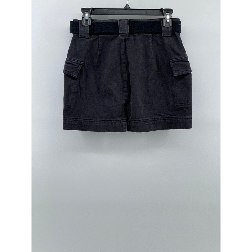 PACSUN Women's Black Denim Buckle Belt A-line Cargo Mini Skirt SZ 26