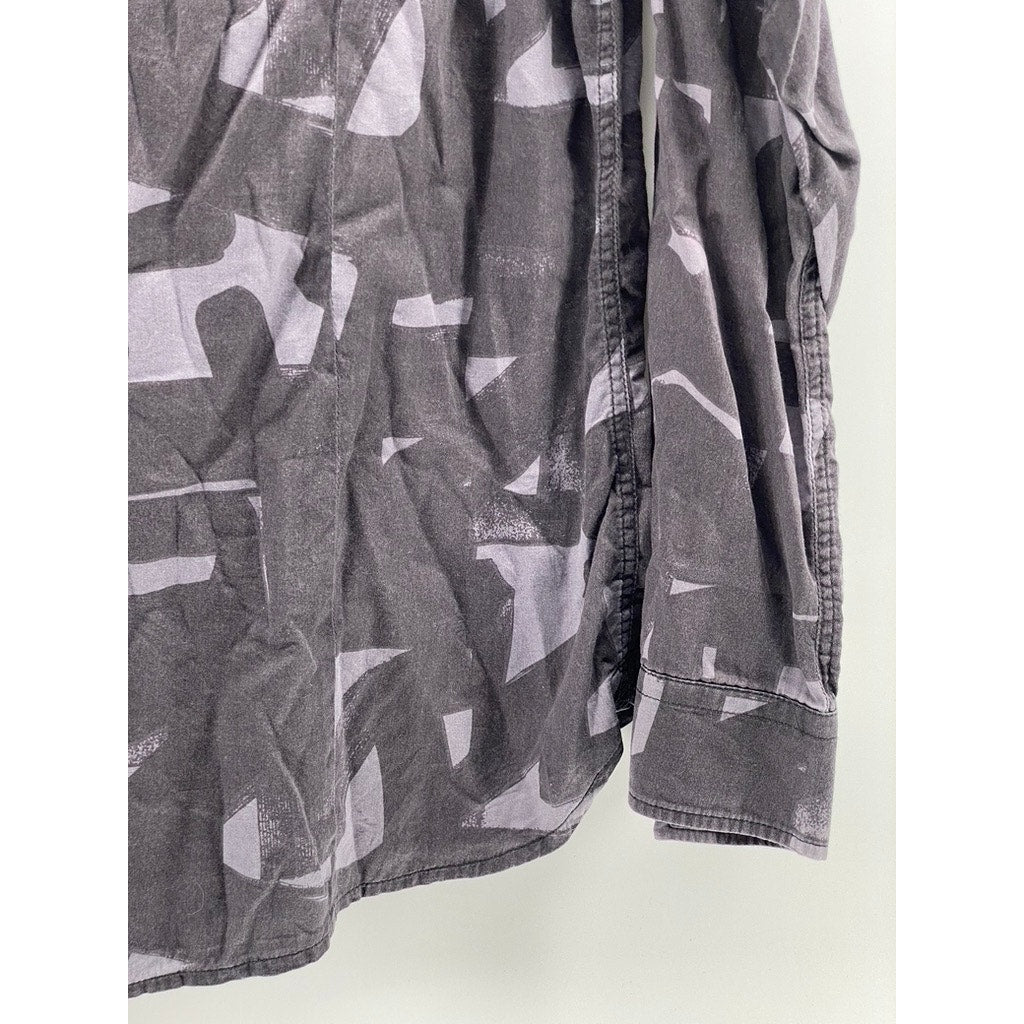 C31 ROTC Men's Gray Printed Regular-Fit Button-Up Long Sleeve Shirt SZ 42(L)