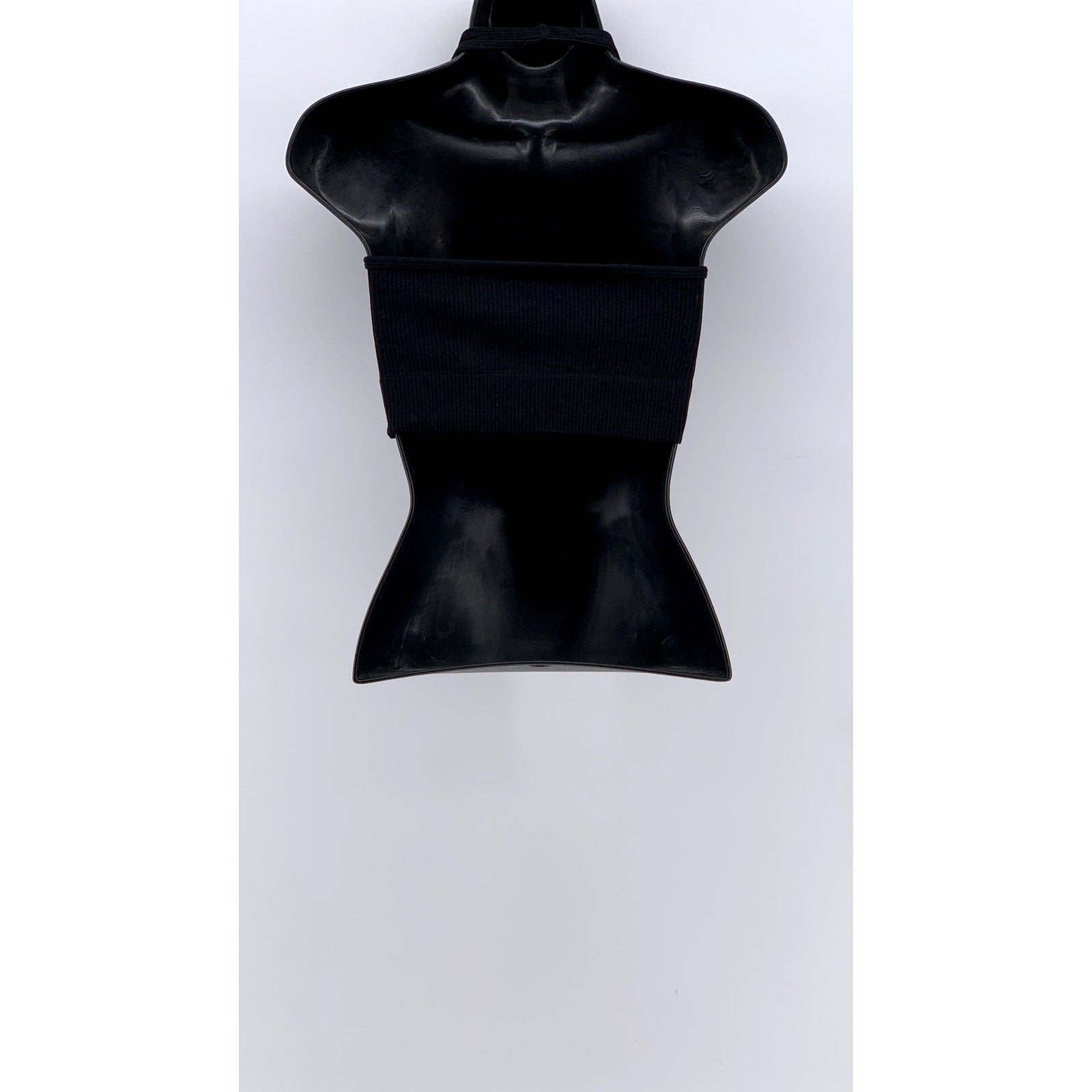 UNBRANDED Women's Black Ribbed Halter Crop Top SZ S