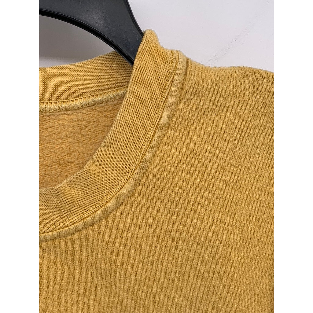 TOPSHOP Women's Mustard Yellow Soulmate Logo Crewneck Long Sleeve Sweatshirt SZS