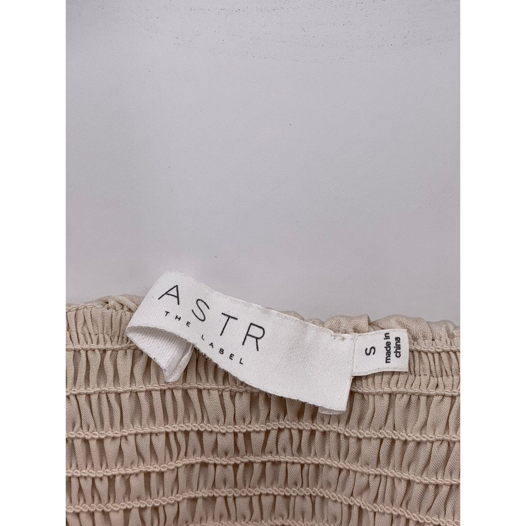 ASTR THE LABEL Women's Beige Satin Ruffle Crop Top SZ S