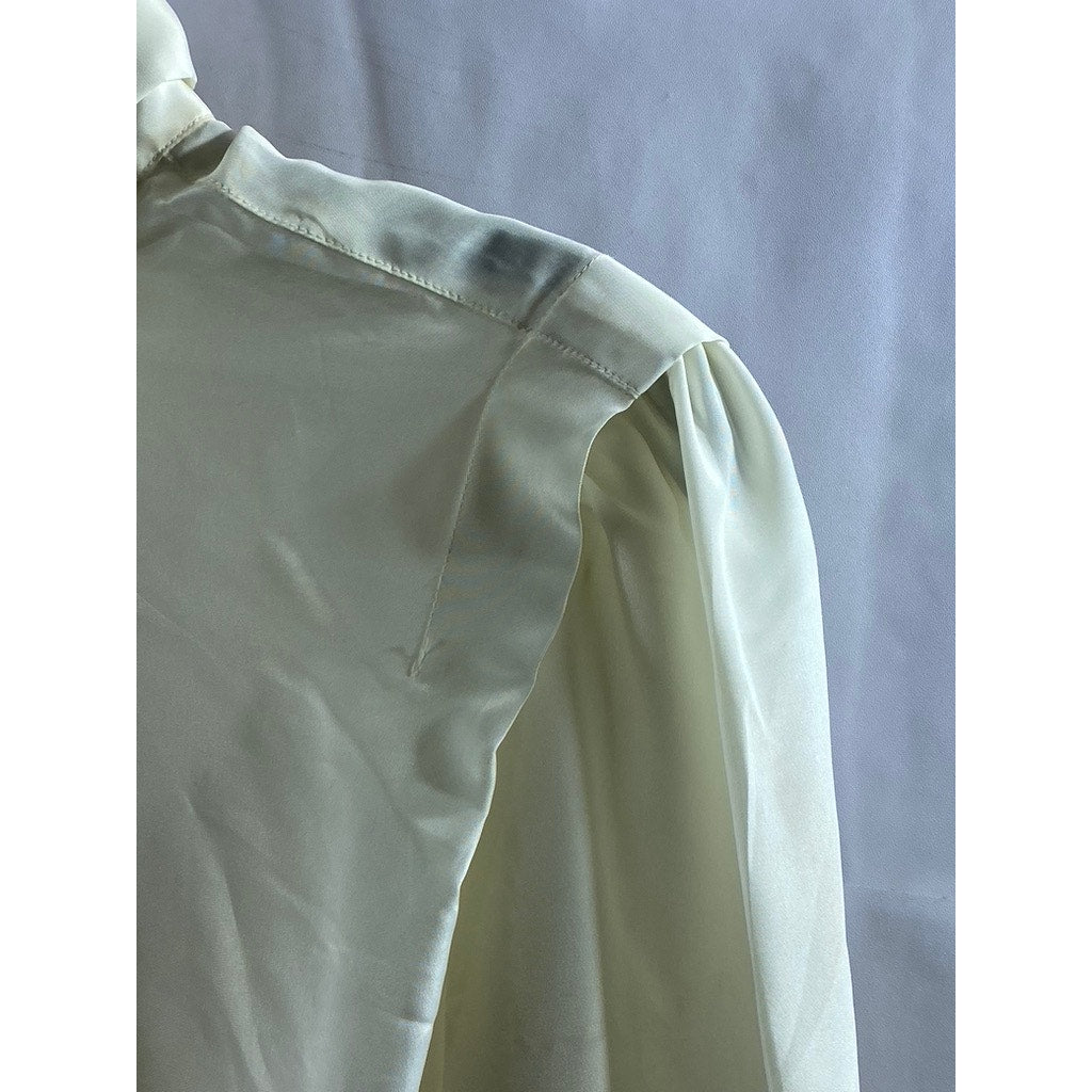 PRESENT TENSE Women's Beige Tie-Bow Long Sleeve Lightweight Top SZ 12