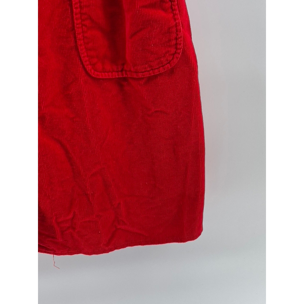 UNBRANDED Women's Red Corduroy Button-Up Adjustable A-line Overall Dress SZ S