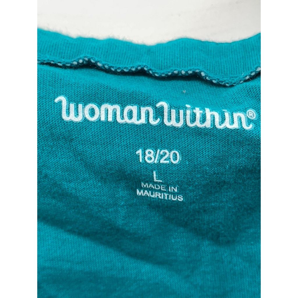 WOMEN WITHIN Women's Plus Blue Scoop-Neck 3/4 Sleeve Top SZ L