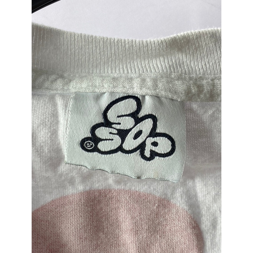 SSOP Men's White-Red DJ Graphic Crewneck Short Sleeve T-Shirt SZ L