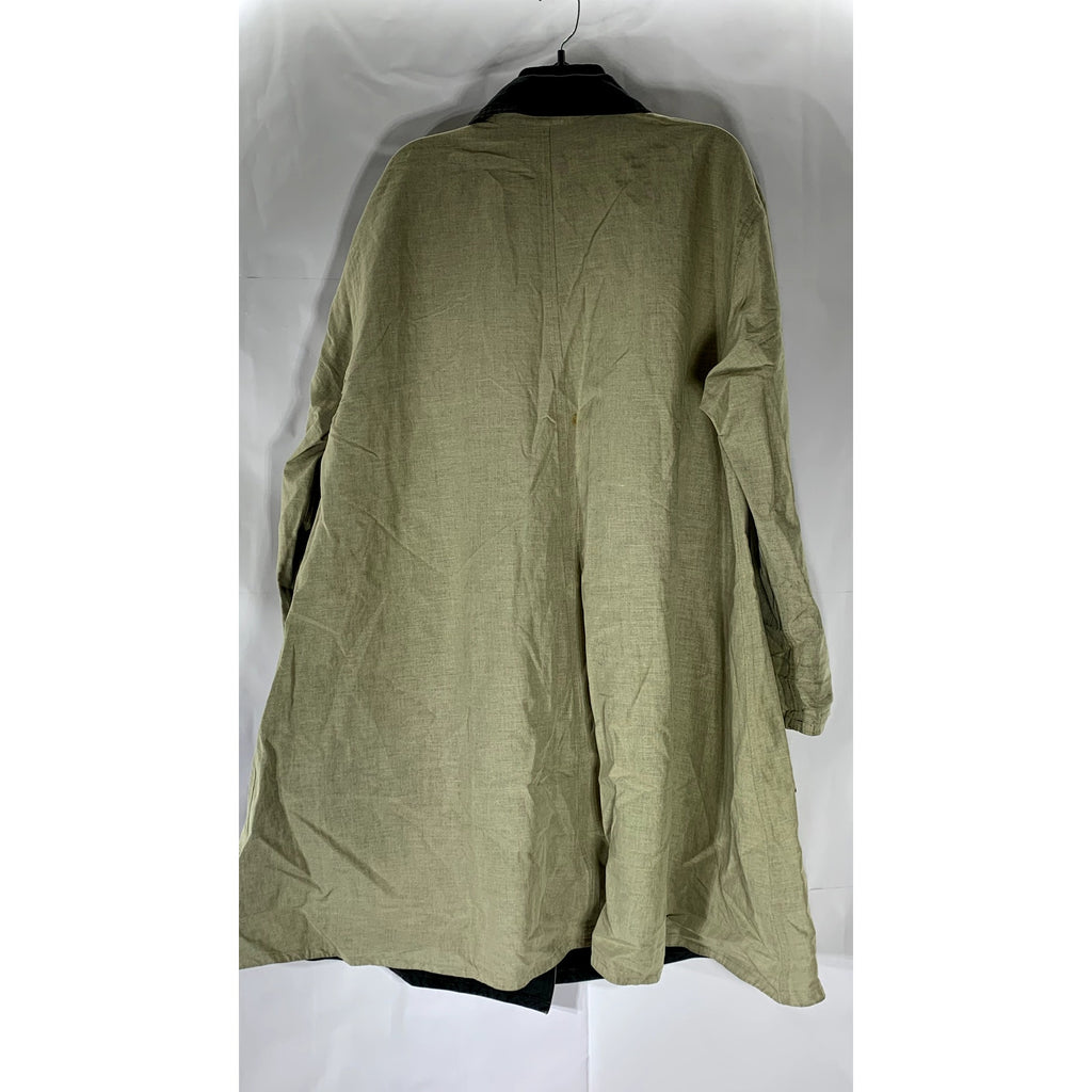 DANA BUCHMAN Women's Vintage Tan-Black Linen-Blend Asymmetrical Coat SZ 8